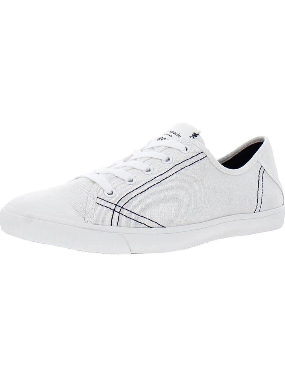 NIB Kate Spade Tennison Canvas Low Top Sneakers in Optic White / blazer blue